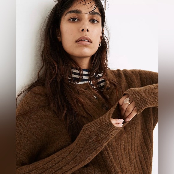 NWT | Madewell | Bowden Henley Sweater in Coziest Yarn - Picture 4 of 17